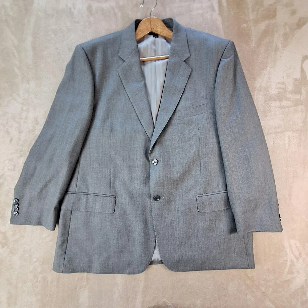 Baroni Suit Mens 48 42x27 Gray Wool Super 150s Double Vent 2 Btn 2 Piece Formal